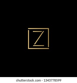 Creative elegant minimal Z artistic square shaped black and gold color initial based letter icon logo