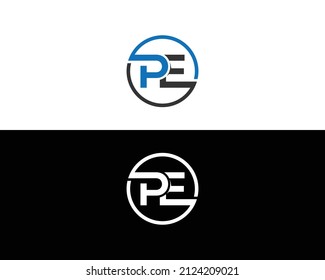 Creative Elegant Monogram PE Logo Design Icon Premium Vector Template.