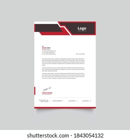Creative Elegant Professional Black and Red Letterhead Template design Vector Illustration 