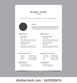 Creative and Elegant Resume Template Design Vector 