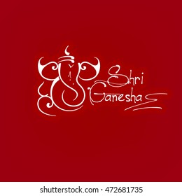 Creative & Elegant text based Line Art Design with Lord Ganpati for Hindu Festival Ganesh Chturthi or Shubh Deepawali.