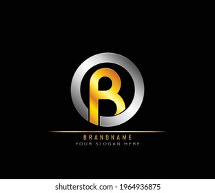Creative elegant trendy modern monogram logo design silver and gold color OB initial based Alphabet icon logo. Initial letter OB logo template. Luxury O B logo template.