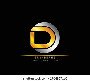 Creative elegant trendy modern monogram logo design silver and gold color OD initial based Alphabet icon logo. Initial letter OD logo template. Luxury O D logo template.