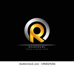 Diseño creativo elegante y moderno de diseño de logotipo en monograma color plata y oro O logotipo de icono de alfabeto basado en el principio. Letra inicial o plantilla de logotipo. Plantilla de logotipo de lujo O R.