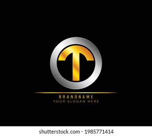 Creative elegant trendy modern monogram logo design silver and gold color OT initial based Alphabet icon logo. Initial letter OT logo template. Luxury O T logo template.