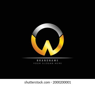 Creative elegant trendy modern monogram logo design silver and gold color OW initial based Alphabet icon logo. Initial letter OW logo template. Luxury O W logo template.