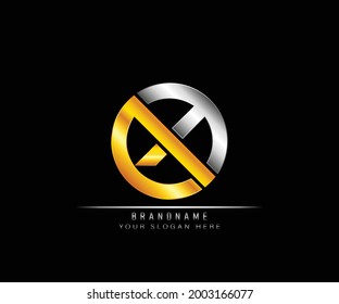 Creative elegant trendy modern monogram logo design silver and gold color OX initial based Alphabet icon logo. Initial letter OX logo template. Luxury O X logo template.