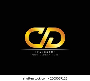 Creative elegant trendy modern monogram logo design gold color CD initial based Alphabet icon logo. Initial letter CD logo template. Luxury C D logo template.