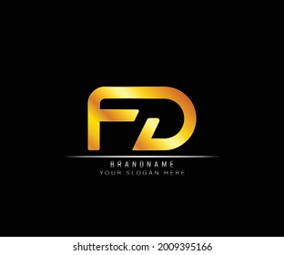 Creative elegant trendy modern monogram logo design gold color FD initial based Alphabet icon logo. Initial letter FD logo template. Luxury F D logo template.