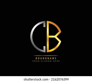 Creative elegant trendy modern monogram logo design silver and gold color CB initial based Alphabet icon logo. Initial letter CB logo template. Luxury C B circle logo template.