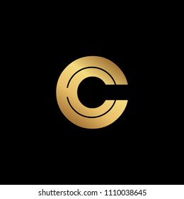 Creative elegant trendy unique artistic black and gold color CC initial based Alphabet icon logo.