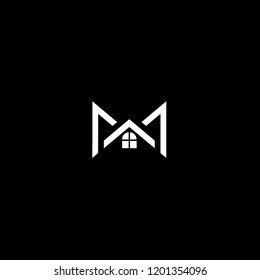 Creative Elegant Trendy Unique Artistic Black and White color Real Estate Letter M House Logo Design