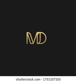 Creative elegant trendy unique artistic black and golden color MD DM D M initial based letter icon logo.