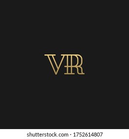 Creative elegant trendy unique artistic black and golden color VR RV R V initial based letter icon logo.