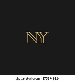 Creative elegant trendy unique artistic black and golden color NY YN N Y initial based letter icon logo.