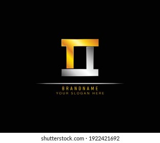 Kreativ elegante, einzigartige künstlerische Silber-und Gold-Farbe II Erstbasieren Alphabet-Icon-Logo. Initial Letter II Logo Template. Luxury I I Logo Vorlage.