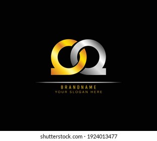 Creative elegant trendy unique artistic silver and gold color QQ initial based Alphabet icon logo. Initial letter QQ logo template. Luxury Q Q logo template.