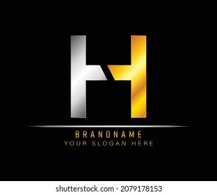 Creativo y elegante diseño exclusivo de plata artística y color dorado H de base inicial logotipo de icono del alfabeto. Plantilla del logotipo de la letra inicial H. Plantilla de logotipo H de lujo.