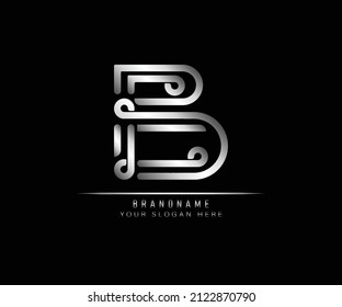 Creative elegant trendy unique artistic silver color B initial based Alphabet icon logo. Initial letter B logo template. Luxury B logo template.