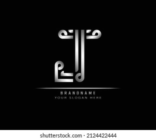 Elegante diseño creativo color de plata artístico único J logotipo del icono del Alfabeto basado en el principio. Plantilla del logotipo de la letra inicial J. Plantilla de logotipo J de lujo.