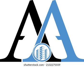 Creative elegant trendy unique artistic black and Blue color AA initial based Alphabet icon logo.