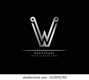 Creative elegant trendy unique artistic silver color W initial based Alphabet icon logo. Initial letter W luxury logo template