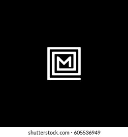 Creative elegant  unique  geometric  shape  black and white  M initial based letter icon logo