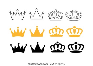 Creative elements crown vector illustration sets for branding initiatives, golden crown, crown collection, luxury, elegant, premium, majestic, decorative, crownlike, imagery, ornate, prestigious