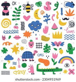 Creative Elements and Doodle Colorful Shapes and Forms Vector Set