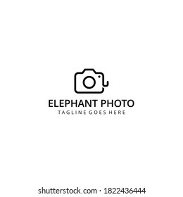 Creative elephant animal on camera photography logo style design template illustration