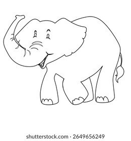 Arte de linha de elefante criativa perfeita para a educação da vida selvagem, atividades de coloração ou planilhas de animais imprimíveis.

