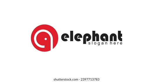 Creative elephant logo design with modern concept| head elephant| premium vector