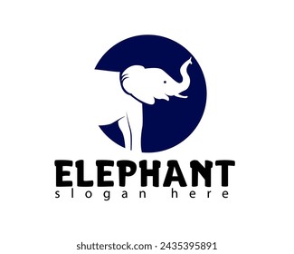 creative elephant shadow logo design template