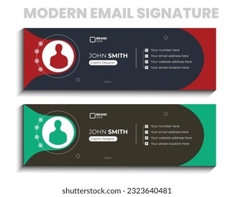 Creative email signature design or social media cover vector template with abstract background. Modern email signature design with 2 color