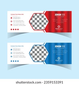 Creative email signature modern template design organic business and corporate email signature with color
variation bundle. Minimalist layout white background and personal social media cover design.
