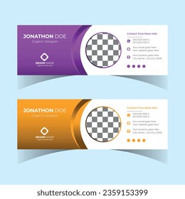Firma de correo electrónico creativa diseño moderno de plantilla negocio orgánico y firma de correo electrónico corporativo con color
paquete de variación. Diseño minimalista de fondo blanco y diseño personal de portada de medios sociales.