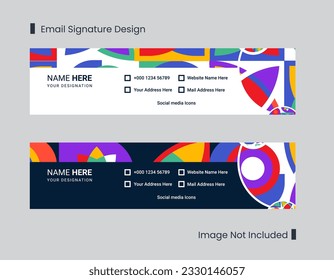 Creative email signature template design or email footer for promotional purpose with abstract shapes
