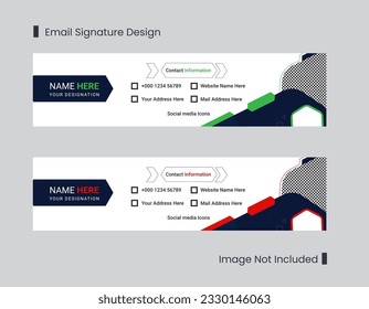 Creative email signature template design or email footer for promotional purpose with abstract shapes