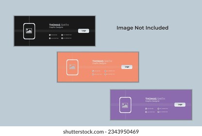 Creative  email signature  template layout. Vector and three color variation in design.