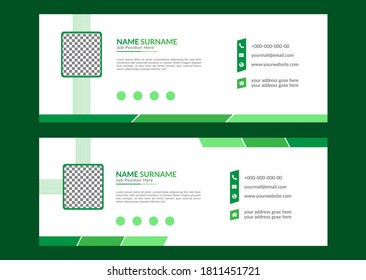 Vorlage für kreative E-Mail-Signaturen. Set mit grüner E-Mail-Signatur