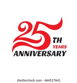 Creative emblem 25 th years anniversary. Twenty five template logo badge design element. 