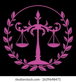 A creative emblem featuring justice scales rooted in ivy, blending classic legal imagery with organic, plant-based symbolism.