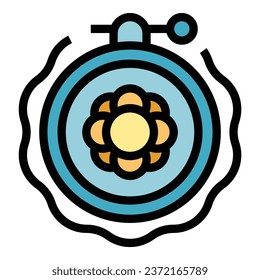 Creative embroidery icon outline vector. Art workshop. Fabric studio color flat