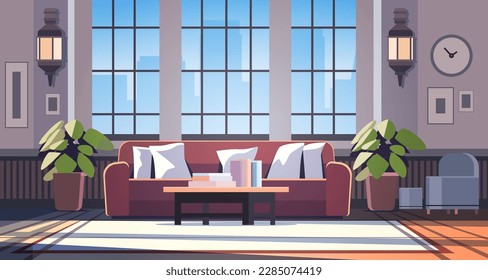 creative empty no people apartment modern loft interior of open space home office with furniture for corporate or freelance work