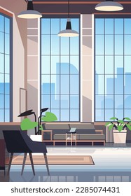 creativo vacío no hay gente apartamento moderno loft interior de espacio abierto oficina hogar con muebles para trabajo corporativo o independiente