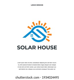 Creative Energy Solar House Icon Logo Design Vector Illustration. Solar Home Symbol Logo Design Color Editable