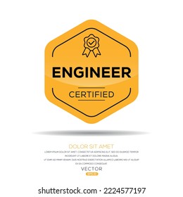 Insignia certificada por Creative (Engineer), ilustración vectorial.