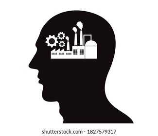 creative engineering concept head. flat style isolated vector