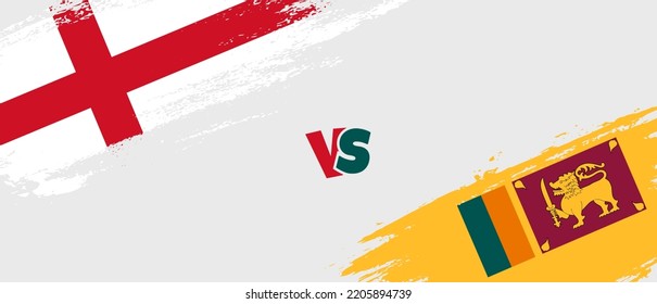 Creative England vs Sri Lanka brush flag illustration. Artistic brush style two country flags relationship background