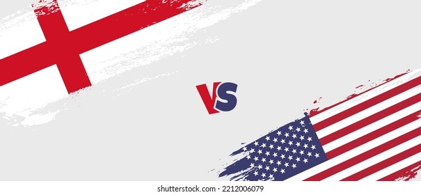 Creative England vs United States of America brush flag illustration. Artistic brush style two country flags relationship background